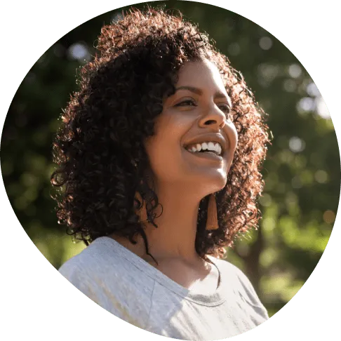 Woman smiling & positive